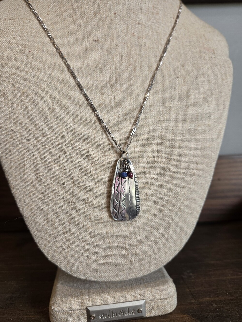 Sterling Silver Handmade Artisan Pendant And Chain W Gemstone Beads